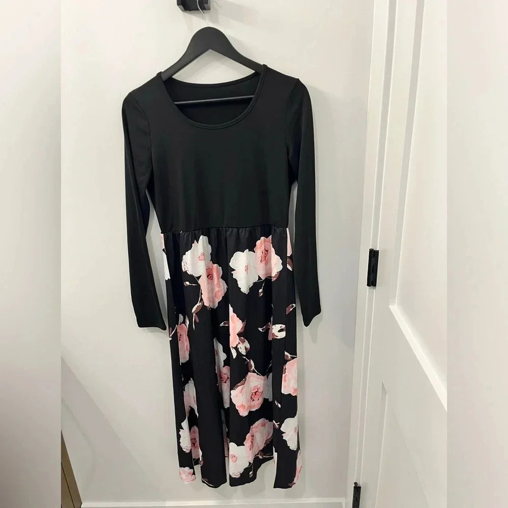 Women’s SHEIN floral long sleeved dress with midi length skirt size L - Picture 5 of 5